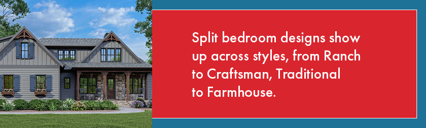 split bedroom floor plan by Frank Betz